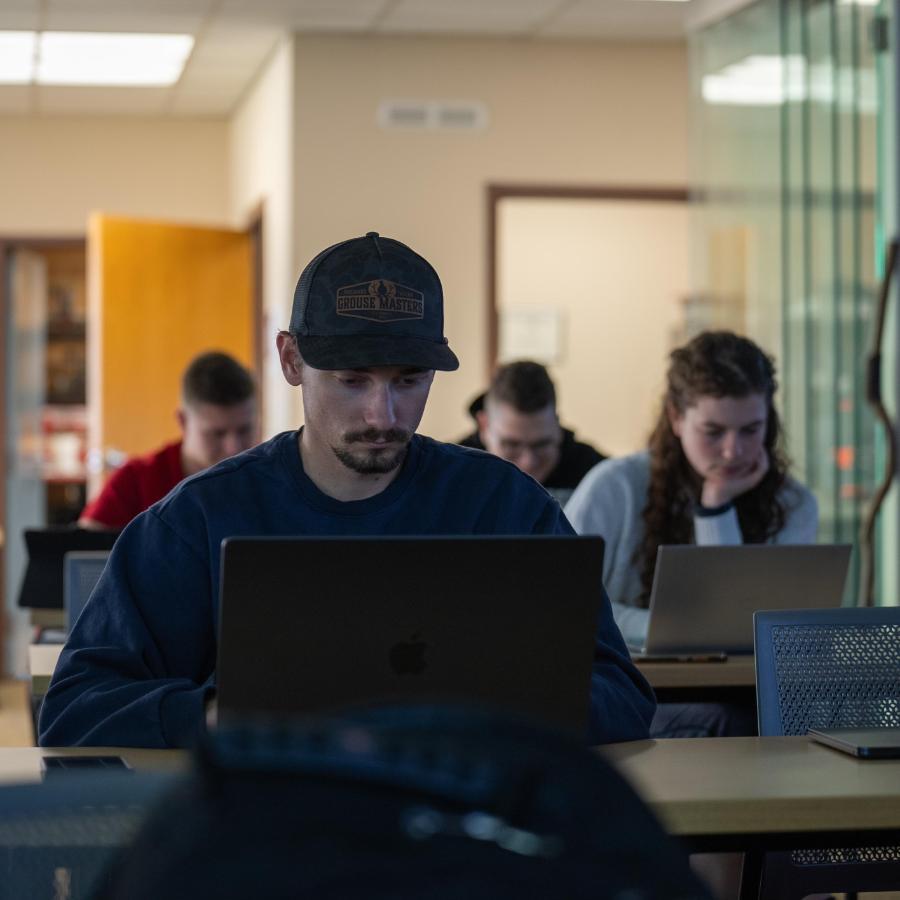 Students in classroom on computers